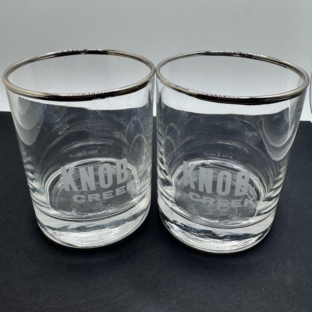 Elegant Silver Knob Creek Whiskey Rimmed Drinkware Set